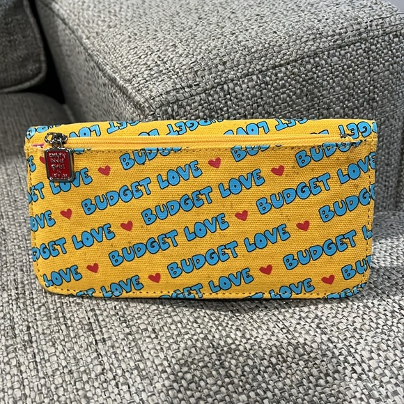 Angry Little Girls By Lela Lee Wallet yellow with red hearts blue text - Picture 3 of 9